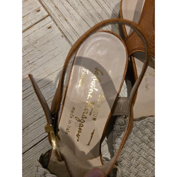 Salvatore Ferragamo Women's Slingback Sandals Brown Size 8 Low Heel - Picture 4 of 6